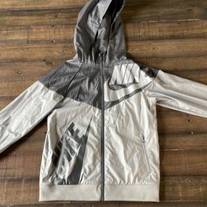 Boys M Nike Zip-Up Windbreaker Double Grey